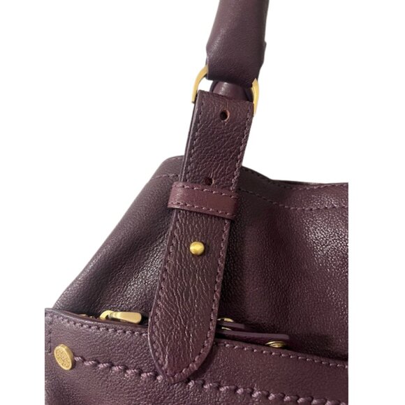 Cole Haan Purple Leather Bag Gold Accents - Picture 4 of 11